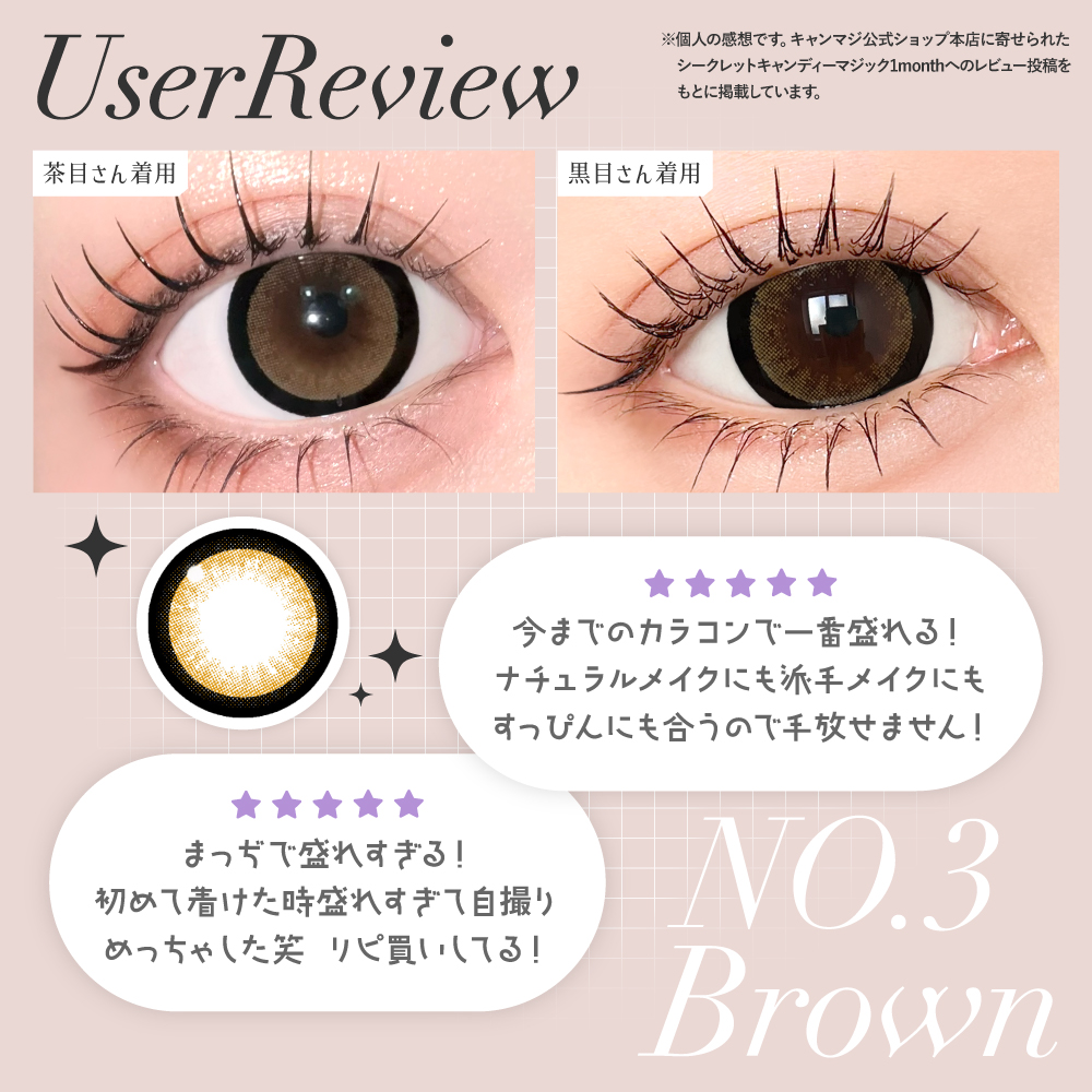 secret candymagic TORIC 1month NO.3ブラウン 乱視用 度あり 度なし 1